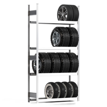 Räderregal mit Tiefenriegel - 250 kg - 2.500 x 1.285 x 400 mm (HxBxT) - 4 Ebenen - erweiterbar - Steckregal BERT Räderregal mit Tiefenriegel - 250 kg - 2.500 x 1.285 x 400 mm (HxBxT) - 4 Ebenen - erweiterbar - Steckregal BERT