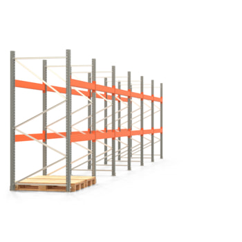 Palettenregal ARTUS - Regalreihe mit 6 Feldern - Fachlast 2.000 kg - 2.500 x 11.995 x 1.100 mm (HxBxT) - Schwerlastregal Palettenregal ARTUS - Regalreihe mit 6 Feldern - Fachlast 2.000 kg - 2.500 x 11.995 x 1.100 mm (HxBxT) - Schwerlastregal