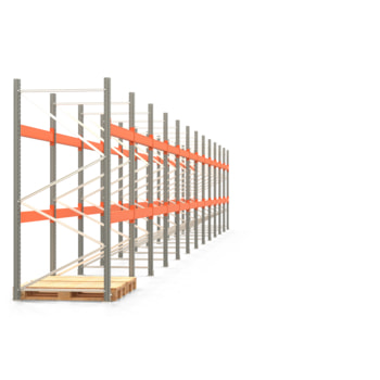 Palettenregal ARTUS - Regalreihe mit 12 Feldern - Fachlast 2.000 kg - 2.500 x 23.905 x 1.100 mm (HxBxT) - Schwerlastregal Palettenregal ARTUS - Regalreihe mit 12 Feldern - Fachlast 2.000 kg - 2.500 x 23.905 x 1.100 mm (HxBxT) - Schwerlastregal