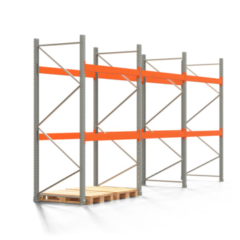 Palettenregal ARTUS - Regalreihe mit 3 Feldern - Fachlast 2.000 kg - 3.000 x 6.040 x 1.100 mm (HxBxT) - Schwerlastregal Palettenregal ARTUS - Regalreihe mit 3 Feldern - Fachlast 2.000 kg - 3.000 x 6.040 x 1.100 mm (HxBxT) - Schwerlastregal