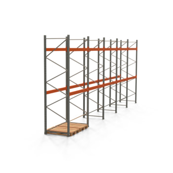 Palettenregal ARTUS - Regalreihe mit 5 Feldern - Fachlast 3.000 kg - 4.000 x 10.010 x 1.100 mm (HxBxT) - Schwerlastregal Palettenregal ARTUS - Regalreihe mit 5 Feldern - Fachlast 3.000 kg - 4.000 x 10.010 x 1.100 mm (HxBxT) - Schwerlastregal