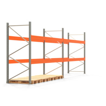 Palettenregal ARTUS - Regalreihe mit 2 Feldern - Fachlast 4.000 kg - 2.500 x 7.455 x 1.100 mm (HxBxT) - Schwerlastregal Palettenregal ARTUS - Regalreihe mit 2 Feldern - Fachlast 4.000 kg - 2.500 x 7.455 x 1.100 mm (HxBxT) - Schwerlastregal