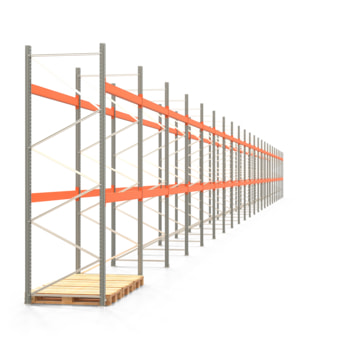 Palettenregal ARTUS - Regalreihe mit 23 Feldern - Fachlast 3.000 kg - 3.500 x 64.140 x 1.100 mm (HxBxT) - Schwerlastregal 