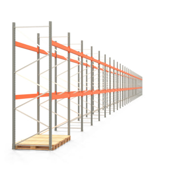 Palettenregal ARTUS - Regalreihe mit 29 Feldern - Fachlast 3.000 kg - 3.500 x 80.850 x 1.100 mm (HxBxT) - Schwerlastregal 