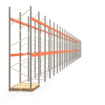 Palettenregal ARTUS - Regalreihe mit 29 Feldern - Fachlast 2.000 kg - 4.000 x 57.650 x 1.100 mm (HxBxT) - Schwerlastregal 