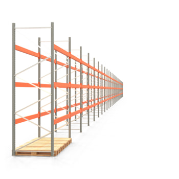 Palettenregal ARTUS - Regalreihe, 30 Felder - Fachlast 3.000 kg - Feldlast 9.000 kg - 3.500 x 110.635 x 1.100 mm (HxBxT) - Schwerlastregal