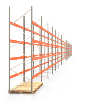 Palettenregal ARTUS - Regalreihe, 26 Felder - Fachlast 2.400 kg - Feldlast 9.600 kg - 4.000 x 95.895 x 1.100 mm (HxBxT) - Schwerlastregal 