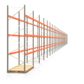 Palettenregal ARTUS - Regalreihe, 30 Felder - Fachlast 2.100 kg - Feldlast 6.300 kg - 4.000 x 83.635 x 1.100 mm (HxBxT) - Schwerlastregal