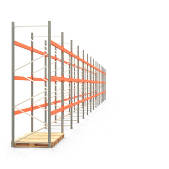 Palettenregal ARTUS - Regalreihe, 15 Felder - Fachlast 2.100 kg - Feldlast 6.300 kg - 3.500 x 41.860 x 1.100 mm (HxBxT) - Schwerlastregal 