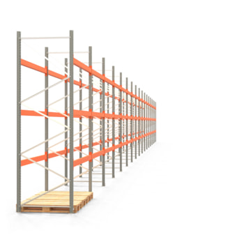 Palettenregal ARTUS - Regalreihe, 17 Felder - Fachlast 2.100 kg - Feldlast 6.300 kg - 3.500 x 47.430 x 1.100 mm (HxBxT) - Schwerlastregal