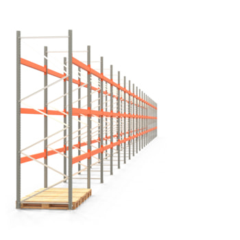 Palettenregal ARTUS - Regalreihe, 21 Felder - Fachlast 2.100 kg - Feldlast 6.300 kg - 3.500 x 58.570 x 1.100 mm (HxBxT) - Schwerlastregal