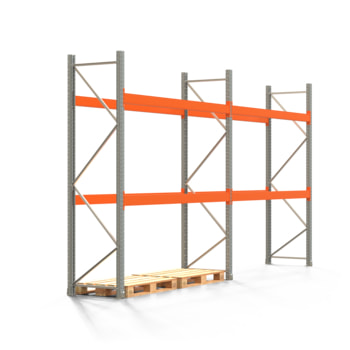 Palettenregal ARTUS - Regalreihe mit 2 Feldern - Fachlast 3.000 kg - 3.000 x 5.655 x 800 mm (HxBxT) - Schwerlastregal Palettenregal ARTUS - Regalreihe mit 2 Feldern - Fachlast 3.000 kg - 3.000 x 5.655 x 800 mm (HxBxT) - Schwerlastregal