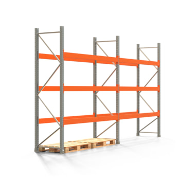Palettenregal ARTUS - Regalreihe mit 2 Feldern - Fachlast 3.000 kg - Feldlast 9.000 kg - 3.000 x 5.655 x 800 mm (HxBxT) - Schwerlastregal Palettenregal ARTUS - Regalreihe mit 2 Feldern - Fachlast 3.000 kg - Feldlast 9.000 kg - 3.000 x 5.655 x 800 mm (HxBxT) - Schwerlastregal
