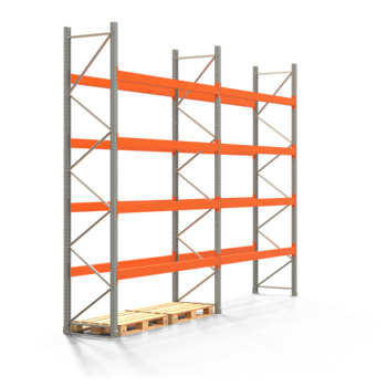 Palettenregal ARTUS - Regalreihe mit 2 Feldern - Fachlast 2.320 kg - Feldlast 9.300 kg - 4.000 x 5.655 x 800 mm (HxBxT) - Schwerlastregal Palettenregal ARTUS - Regalreihe mit 2 Feldern - Fachlast 2.320 kg - Feldlast 9.300 kg - 4.000 x 5.655 x 800 mm (HxBxT) - Schwerlastregal