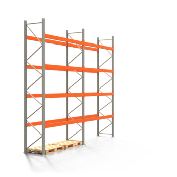 Palettenregal ARTUS - Regalreihe mit 2 Feldern - Fachlast 2.320 kg - Feldlast 9.300 kg - 4.500 x 5.655 x 800 mm (HxBxT) - Schwerlastregal Palettenregal ARTUS - Regalreihe mit 2 Feldern - Fachlast 2.320 kg - Feldlast 9.300 kg - 4.500 x 5.655 x 800 mm (HxBxT) - Schwerlastregal