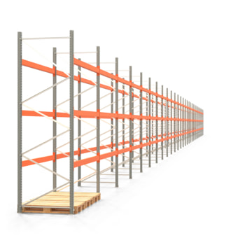 Palettenregal ARTUS - Regalreihe, 30 Felder - Fachlast 2.100 kg - Feldlast 6.300 kg - 3.500 x 83.635 x 1.100 mm (HxBxT) - Schwerlastregal 