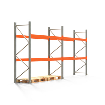 Palettenregal ARTUS - Regalreihe mit 2 Feldern - Fachlast 2.000 kg - 2.500 x 5.655 x 800 mm (HxBxT) - Schwerlastregal Palettenregal ARTUS - Regalreihe mit 2 Feldern - Fachlast 2.000 kg - 2.500 x 5.655 x 800 mm (HxBxT) - Schwerlastregal
