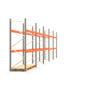 Palettenregal ARTUS - Regalreihe mit 5 Feldern - Fachlast 2.000 kg - 2.500 x 14.010 x 800 mm (HxBxT) - Schwerlastregal Palettenregal ARTUS - Regalreihe mit 5 Feldern - Fachlast 2.000 kg - 2.500 x 14.010 x 800 mm (HxBxT) - Schwerlastregal