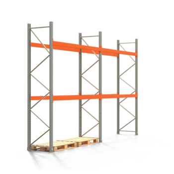 Palettenregal ARTUS - Regalreihe mit 2 Feldern - Fachlast 2.100 kg - 3.500 x 5.655 x 800 mm (HxBxT) - Schwerlastregal Palettenregal ARTUS - Regalreihe mit 2 Feldern - Fachlast 2.100 kg - 3.500 x 5.655 x 800 mm (HxBxT) - Schwerlastregal
