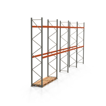 Palettenregal ARTUS - Regalreihe mit 4 Feldern - Fachlast 2.000 kg - Feldlast 4.000 kg - 4.500 x 11.225 x 800 mm (HxBxT) - Schwerlastregal Palettenregal ARTUS - Regalreihe mit 4 Feldern - Fachlast 2.000 kg - Feldlast 4.000 kg - 4.500 x 11.225 x 800 mm (HxBxT) - Schwerlastregal