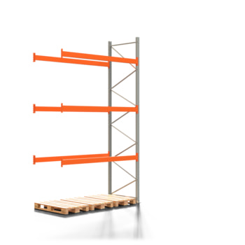 Palettenregal ARTUS - Anbauregal mit 3 Träger-Ebenen - Fachlast 2.910 kg - 5.000 x 2.785 x 1.100 mm (HxBxT) - Schwerlastregal