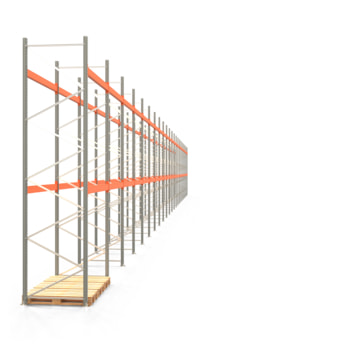 Palettenregal ARTUS - Regalreihe mit 22 Feldern und 2 Träger-Ebenen - Fachlast 3.000 kg - 5.000 x 61.355 x 1.100 mm (HxBxT) - Schwerlastregal 