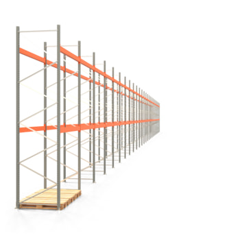 Palettenregal ARTUS - Regalreihe mit 26 Feldern und 2 Träger-Ebenen - Fachlast 3.000 kg - 5.000 x 72.495 x 1.100 mm (HxBxT) - Schwerlastregal 