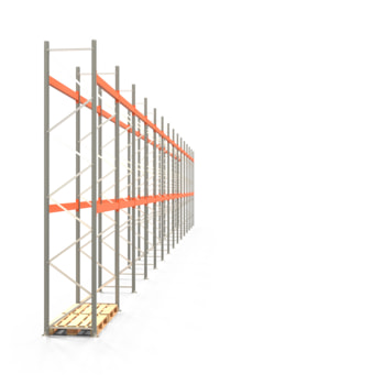 Palettenregal ARTUS - Regalreihe mit 14 Feldern und 2 Träger-Ebenen - Fachlast 3.000 kg - 5.000 x 39.075 x 800 mm (HxBxT) - Schwerlastregal 