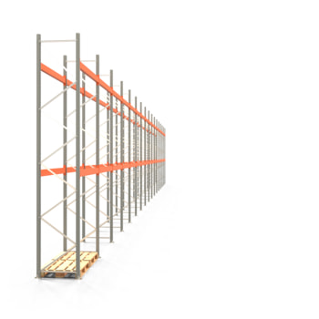 Palettenregal ARTUS - Regalreihe mit 16 Feldern und 2 Träger-Ebenen - Fachlast 3.000 kg - 5.000 x 44.645 x 800 mm (HxBxT) - Schwerlastregal