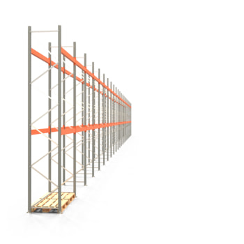 Palettenregal ARTUS - Regalreihe mit 23 Feldern und 2 Träger-Ebenen - Fachlast 3.000 kg - 5.000 x 64.140 x 800 mm (HxBxT) - Schwerlastregal