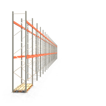 Palettenregal ARTUS - Regalreihe mit 24 Feldern und 2 Träger-Ebenen - Fachlast 3.000 kg - 5.000 x 66.925 x 800 mm (HxBxT) - Schwerlastregal 