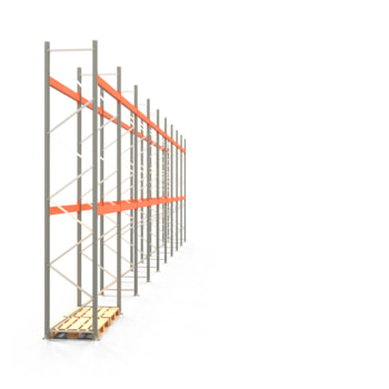 Palettenregal ARTUS - Regalreihe mit 9 Feldern und 2 Träger-Ebenen - Fachlast 3.000 kg - 5.000 x 25.150 x 800 mm (HxBxT) - Schwerlastregal 