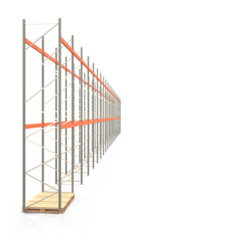 Palettenregal ARTUS - Regalreihe mit 23 Feldern und 2 Träger-Ebenen - Fachlast 3.000 kg - 6.000 x 64.500 x 1.100 mm (HxBxT) - Schwerlastregal