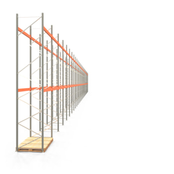 Palettenregal ARTUS - Regalreihe mit 31 Feldern und 2 Träger-Ebenen - Fachlast 3.000 kg - 6.000 x 86.900 x 1.100 mm (HxBxT) - Schwerlastregal