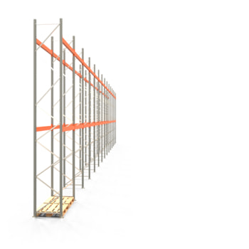 Palettenregal ARTUS - Regalreihe mit 14 Feldern und 2 Träger-Ebenen - Fachlast 3.000 kg - 6.000 x 39.300 x 800 mm (HxBxT) - Schwerlastregal 