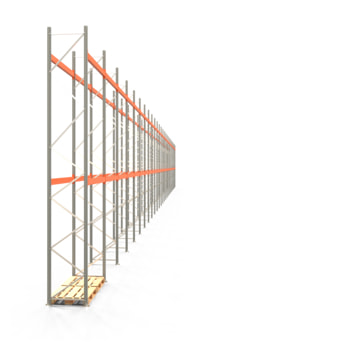 Palettenregal ARTUS - Regalreihe mit 27 Feldern und 2 Träger-Ebenen - Fachlast 3.000 kg - 6.000 x 75.700 x 800 mm (HxBxT) - Schwerlastregal 