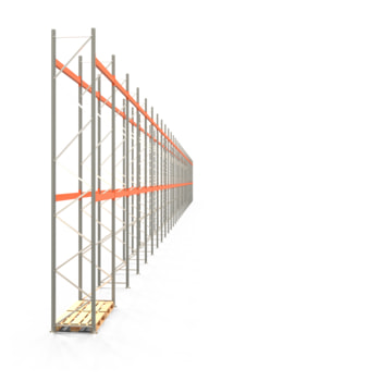 Palettenregal ARTUS - Regalreihe mit 31 Feldern und 2 Träger-Ebenen - Fachlast 3.000 kg - 6.000 x 86.900 x 800 mm (HxBxT) - Schwerlastregal