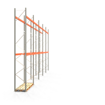 Palettenregal ARTUS - Regalreihe mit 5 Feldern und 2 Träger-Ebenen - Fachlast 3.000 kg - 6.000 x 14.010 x 800 mm (HxBxT) - Schwerlastregal 